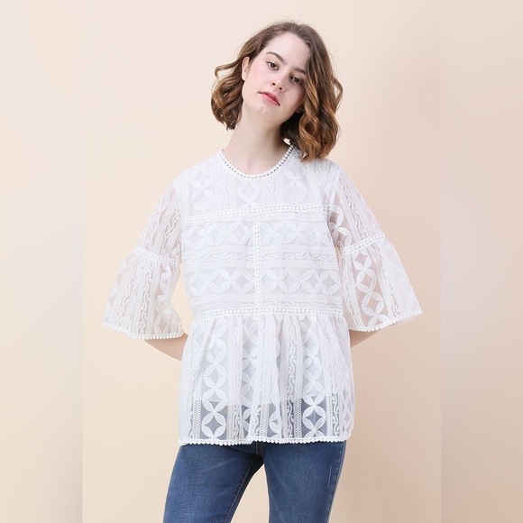 CHICWISH SUMMER LOVIN' EMBROIDERED DOLLY TOP Size S/M - Picture 1 of 9